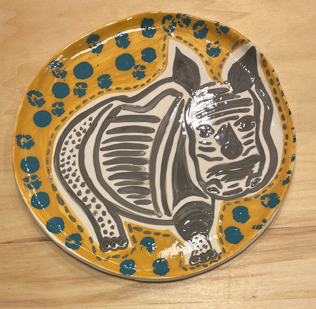 « Assiette céramique rhinocéros »
